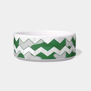 Chevron Koe Green en White Print Voerbakje