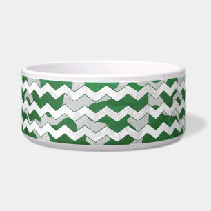Chevron Koe Groen en Wit Print Voerbakje