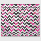 Chevron Koe Hot Pink en Black Print Cadeaupapier (Vlak)