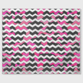 Chevron Koe Hot Pink en Black Print Cadeaupapier (Vlak)