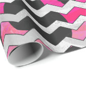 Chevron Koe Hot Pink en Black Print Cadeaupapier (Rol Hoek)