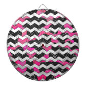 Chevron Koe Hot Pink en Black Print Dartbord (Voorkant)