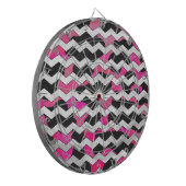 Chevron Koe Hot Pink en Black Print Dartbord (Voorkant Links)