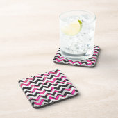 Chevron Koe Hot Pink en Black Print Drankjes Onderzetter (Rechterzijde)