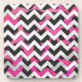 Chevron Koe Hot Pink en Black Print Drankjes Onderzetter (Voorkant)