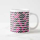 Chevron Koe Hot Pink en Black Print Grote Koffiekop (Rechts)