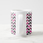 Chevron Koe Hot Pink en Black Print Grote Koffiekop (Achterkant)