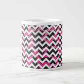 Chevron Koe Hot Pink en Black Print Grote Koffiekop (Voorkant)