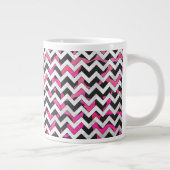 Chevron Koe Hot Pink en Black Print Grote Koffiekop (Rechts)