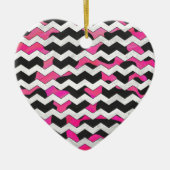 Chevron Koe Hot Pink en Black Print Keramisch Ornament (Voorkant)
