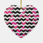 Chevron Koe Hot Pink en Black Print Keramisch Ornament (Achterkant)
