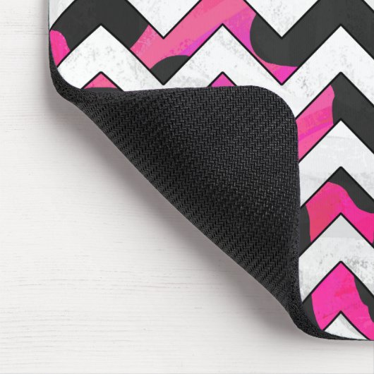 Chevron Koe Hot Pink en Black Print Muismat (Hoek)