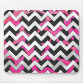 Chevron Koe Hot Pink en Black Print Muismat (Voorkant)