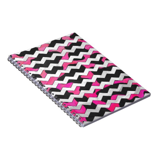 Chevron Koe Hot Pink en Black Print Notitieboek (Rechterzijde)