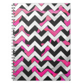 Chevron Koe Hot Pink en Black Print Notitieboek (Voorkant)