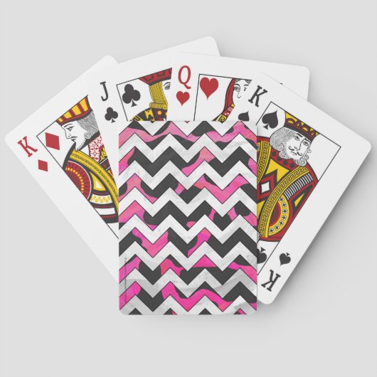Chevron Koe Hot Pink en Black Print Speelkaarten (Achterkant)