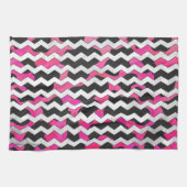 Chevron Koe Hot Pink en Black Print Theedoek (Horizontaal)