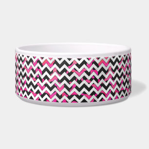 Chevron Koe Hot Pink en Black Print Voerbakje