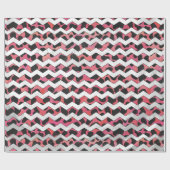 Chevron Koe Roze en Zwart Cadeaupapier (Vlak)