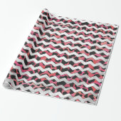 Chevron Koe Roze en Zwart Cadeaupapier (Uitgerold)