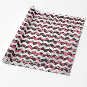 Chevron Koe Roze en Zwart Cadeaupapier