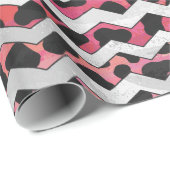 Chevron Koe Roze en Zwart Cadeaupapier (Rol Hoek)