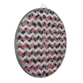 Chevron Koe Roze en Zwart Dartbord (Voorkant Links)