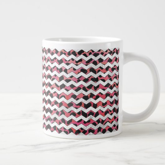Chevron Koe Roze en Zwart Grote Koffiekop (Rechts)