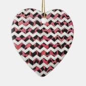 Chevron Koe Roze en Zwart Keramisch Ornament (Rechts)