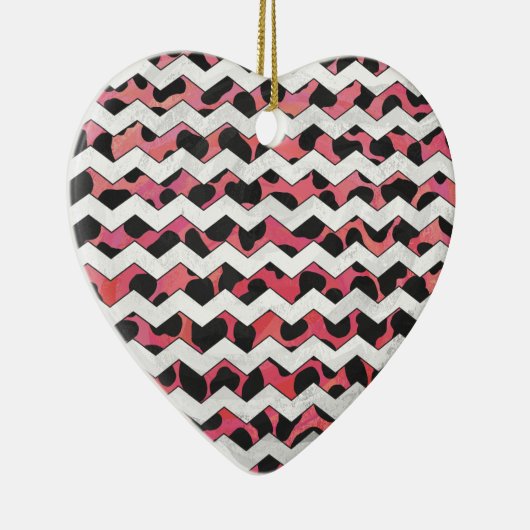 Chevron Koe Roze en Zwart Keramisch Ornament (Rechts)