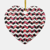 Chevron Koe Roze en Zwart Keramisch Ornament (Voorkant)