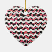 Chevron Koe Roze en Zwart Keramisch Ornament (Achterkant)