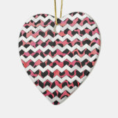 Chevron Koe Roze en Zwart Keramisch Ornament (Links)
