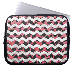 Chevron Koe Roze en Zwart Laptop Sleeve