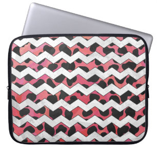 Chevron Koe Roze en Zwart Laptop Sleeve