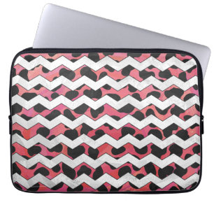 Chevron Koe Roze en Zwart Laptop Sleeve