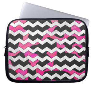 Chevron Koe Roze en Zwart Laptop Sleeve