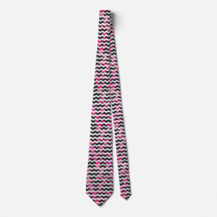 Chevron Koe Roze en Zwart Stropdas