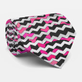 Chevron Koe Roze en Zwart Stropdas (Opgerold)