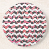 Chevron Koe Roze en Zwart Zandsteen Onderzetter (Voorkant)