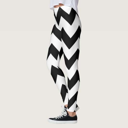 Chevron L Pattern Cute Monogrammed Black Leggings (Links)