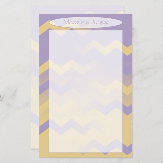 Chevron Lavender & Gold Stationery voor handschrif (Voorkant / Achterkant)