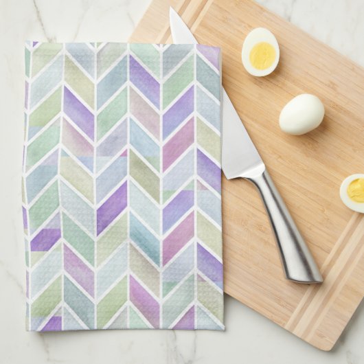 Chevron Lavender Limoen Theedoek (Quarter Fold)
