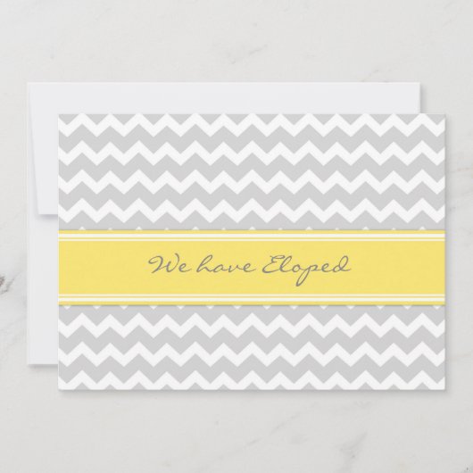 Chevron Lemon Gray Elopement-aankondigingskaarten Aankondiging (Voorkant)