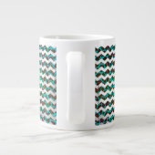 Chevron Leopard Brown en Blauwgroen Print Grote Koffiekop (Achterkant)