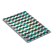 Chevron Leopard Brown en Blauwgroen Print Notitieboek (Rechterzijde)