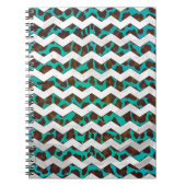 Chevron Leopard Brown en Blauwgroen Print Notitieboek (Voorkant)