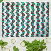 Chevron Leopard Brown en Blauwgroen Print Theedoek (Gevouwen)