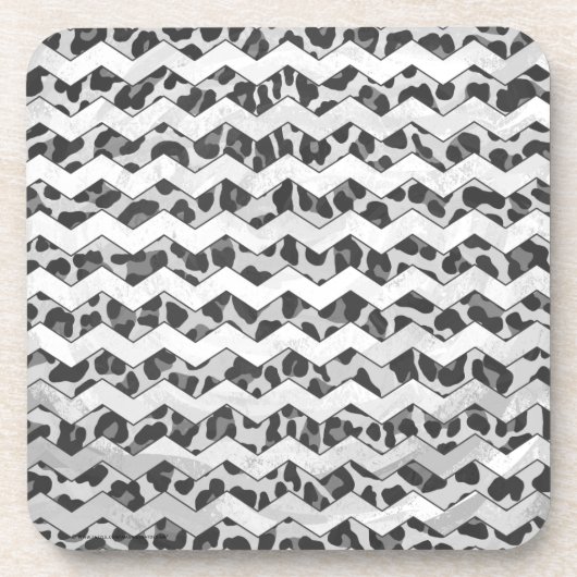 Chevron Leopard Grey and Light Grey Print Bier Onderzetter (Voorkant)