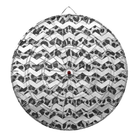 Chevron Leopard Grey and Light Grey Print Dartbord (Voorkant)